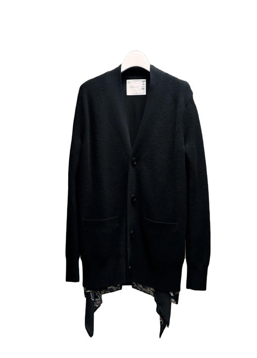 女款V领丝巾拼接针织开衫毛衣he 商品图1