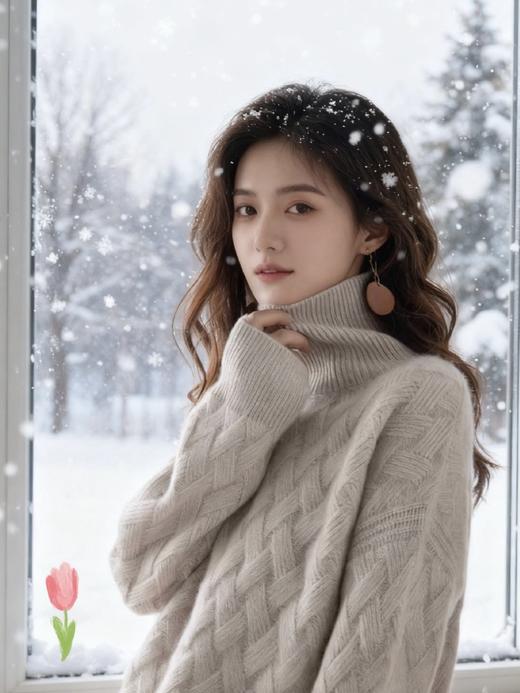 100%全羊毛编织坑条领 加厚高克重全羊毛衣 商品图8