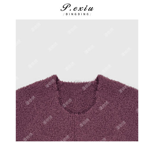 04-3潘依绣丁丁宠粉韩系极简颗粒感打底短袖U领毛织Q20201 商品图2