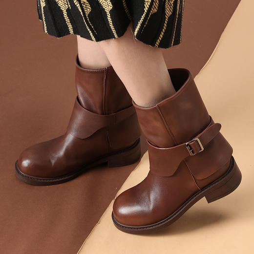BAKERLOO女鞋牛皮皮带扣斗篷时尚短靴JY126 商品图0