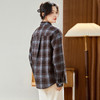丁摩 磨毛格子衬衫女秋冬新款复古港风加厚保暖宽松外套5ZF-59087 商品缩略图2