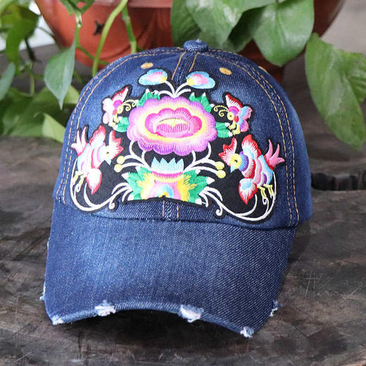 丁摩 民族风绣花帽休闲牛仔帽复古帽子女士太阳帽5ZF-1262 商品图2