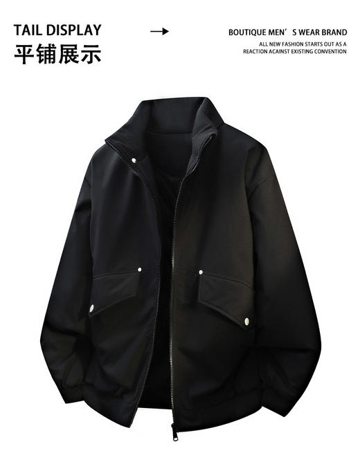 潮牌时尚冬季款休闲保暖棉服翻领男美式复古宽松雪尼尔休闲外套男 商品图3