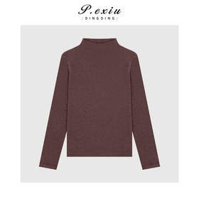 A008潘依绣丁丁宠粉气质高级拼接网纱磨绒加厚半高领长袖打底上衣Q78491