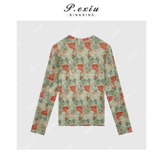 04-1潘依绣丁丁宠粉人丝复古晕染打底法式浪漫长袖T恤 W-62300 商品图2