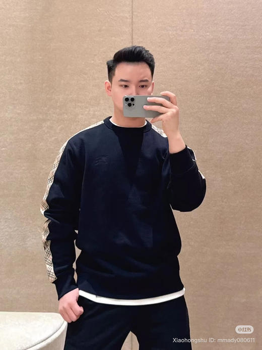 125-7渠道货 26春款 BB情侣款格纹套头卫衣 老朱穿M 商品图1