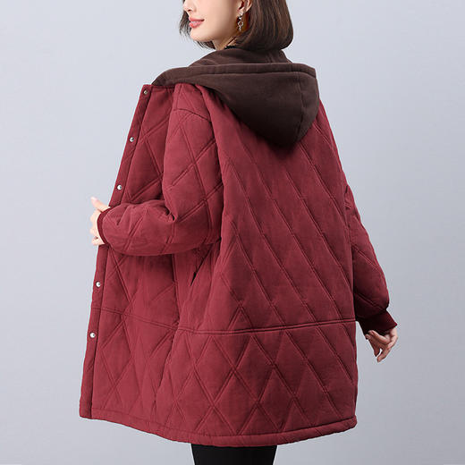 丁摩 中长款加绒棉服女冬季新款宽松加厚保暖棉衣5ZF-6708 商品图0