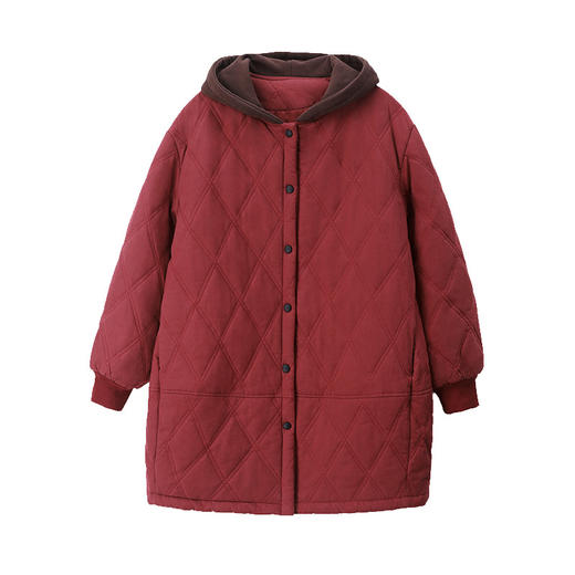 丁摩 中长款加绒棉服女冬季新款宽松加厚保暖棉衣5ZF-6708 商品图4