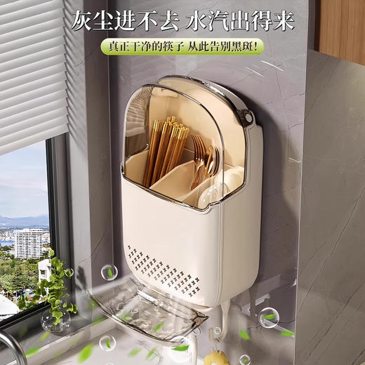 新款筷子收纳盒壁挂式家用筷子筒厨房快子勺子置物架高档筷篓筷笼 商品图2