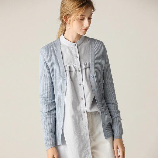 famecoco范可儿毛衣2021新款女修身百搭长袖针织衫开衫F201DA100 商品图3