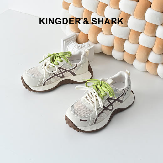 经典鲨2026年春专柜新品韩版潮流拼色网面透气跑步休闲鞋女KW326-617031 商品图0