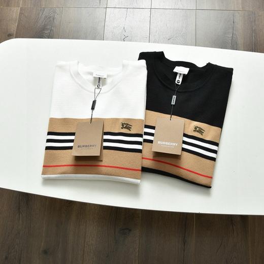 巴宝莉2026秋冬季男士新款圆领拼色条纹针织打底毛衣 商品图1