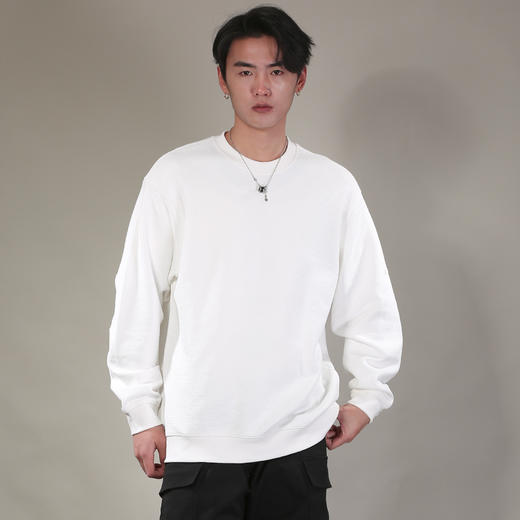 DRONKOO 2026 圆领左袖同色皮标华夫格肌理中厚卫衣 商品图3