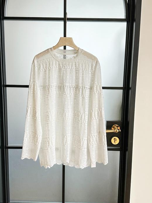 仙气温柔白｜重工蕾丝提花打底衫 商品图0