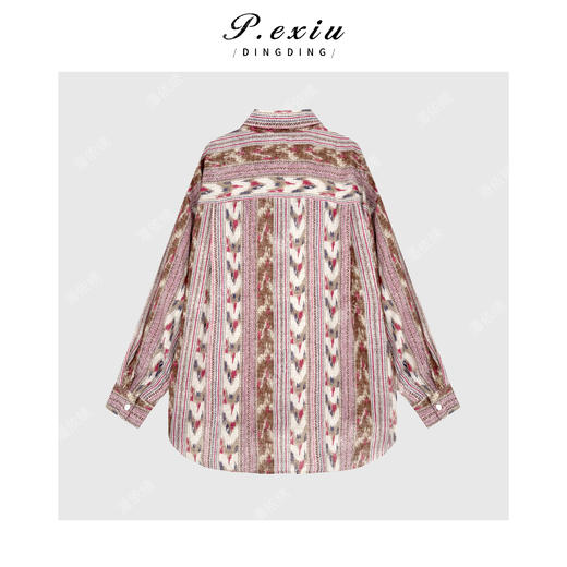 【花野缤纷】亚麻小众复古港风廓形长袖衬衫W-63122 商品图2