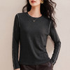 丁摩春季新款圆领明线撞色线长袖T恤女无束缚修身长袖上衣打底衫5ZF-W22 商品缩略图3