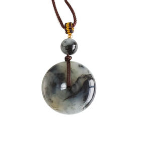 【天然正品】天然精品平安扣造型青花籽料（和田玉吉祥、圆满）吊坠项链27.1*27.1*8.5MM（皆取最大值）130126NJS38特价：1680