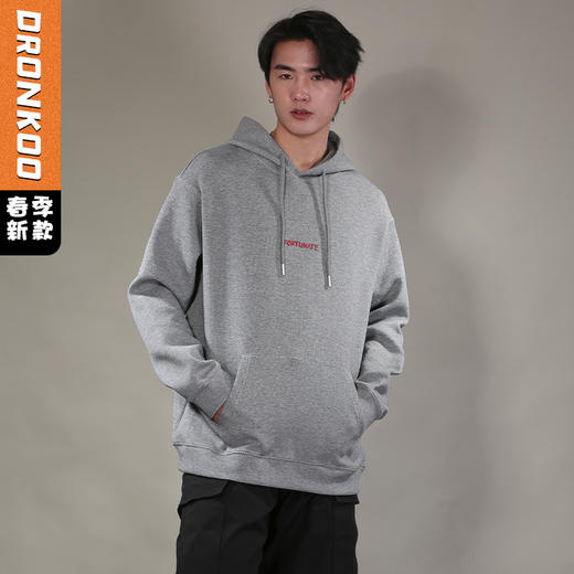 DRONKOO 2026 连帽前中后幅撞色字母微阔中厚卫衣 商品图0