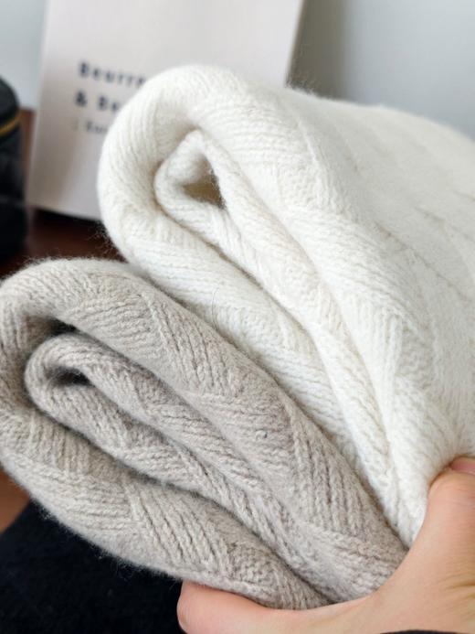 100%全羊毛编织坑条领 加厚高克重全羊毛衣 商品图6