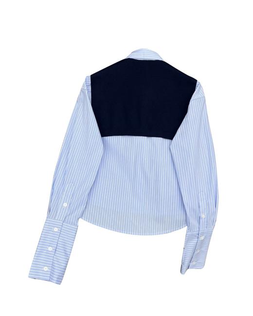 女款刺绣披肩条纹长袖衬衫la014 商品图1