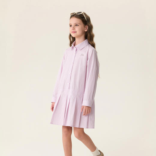 马克珍妮Miu系学院女童条纹衬衫裙2026年春装新款560290 商品图2