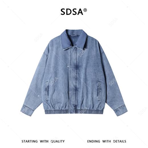 SDSA男士春夏新款痞帅男装韩版拼接翻领牛仔夹克外套百搭宽松休闲 商品图1