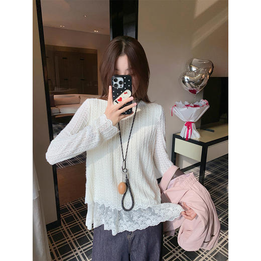 <曾小咸推荐>韩系蕾丝花边长袖t 商品图4