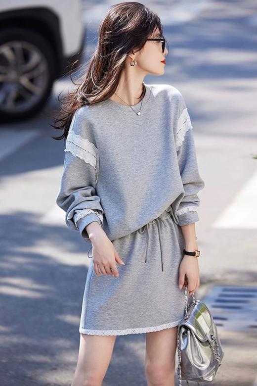 HAYES 撞色蕾丝拼接运动休闲抽绳短裙套装 22110 商品图3