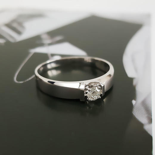AU750白金经典简约四爪款0.163克拉钻石戒指21号（戒圈可改）170126TJ12 商品图2