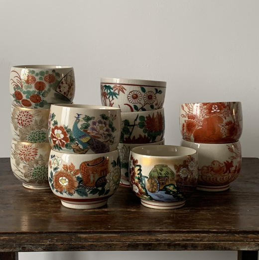 【苏州】日本中古九谷烧茶杯 手绘花鸟X1495 商品图0