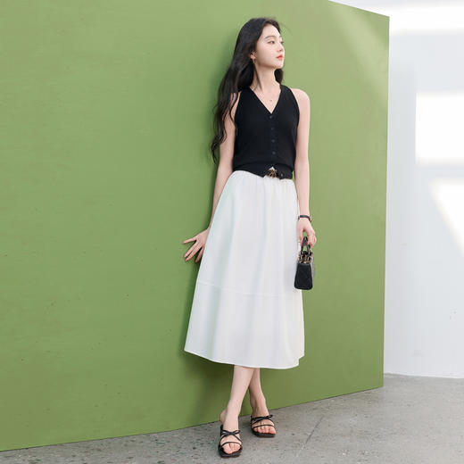 【六好理想裙】三彩2026春季新款松紧高腰半身裙A字裙长裙垂感Z 商品图3