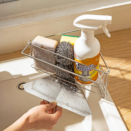 摩登主妇三角抹布沥水架厨房304不锈钢洗碗布拐角收纳水槽置物架 商品图3