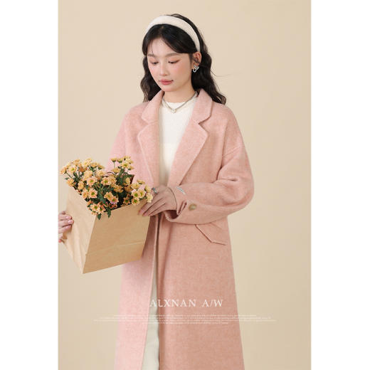 鹿向南《轻柔薄雾》保暖毛大衣2025款双面呢手工重工毛呢外套女 商品图1