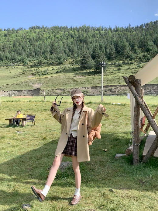 <曾小咸推荐>现货秒杀 ！微信超特价！韩版双排扣中长款风衣 日常269.99 立减100 秒杀169.99！！ 商品图8