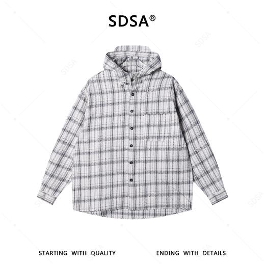 26736SDSA男士秋冬新款痞帅男装韩版撞色格子连帽衬衫外套百搭休闲衬衣 商品图1