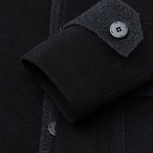 【含绵羊毛&鹅绒】圣得西26年春季男士羽绒大衣时尚翻领毛呢大衣 商品图11