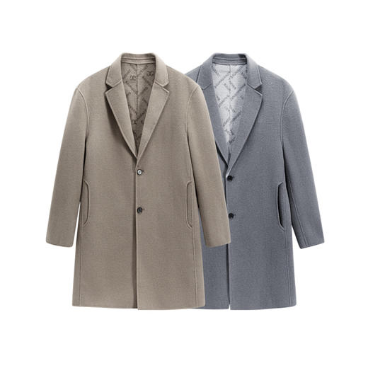 GXG男装 时尚翻领休闲简约好搭多色提花全羊毛长大衣 冬季热卖GEX12627104 商品图4