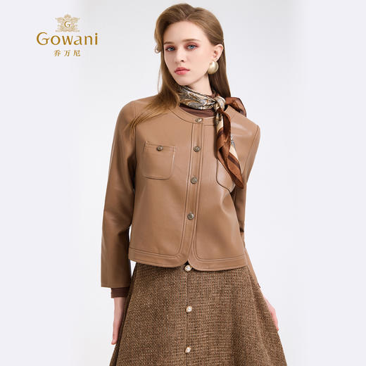 乔万尼新品复古格调小香风pu短款外套ED4B747 商品图2