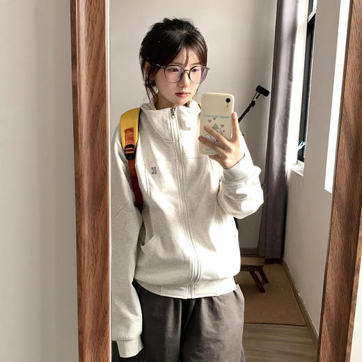 立领开衫卫衣外套女2026新款春秋季美式慵懒chic休闲夹克拉链上衣 商品图0