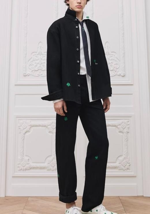 男款四叶草刺绣牛仔裤长裤he010 商品图3