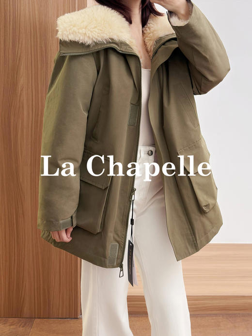 专柜实拍【赵露思同款】拉夏贝尔/La Chapelle轻奢派克服~大翻领+内里羊羔毛工装保暖外套 商品图5