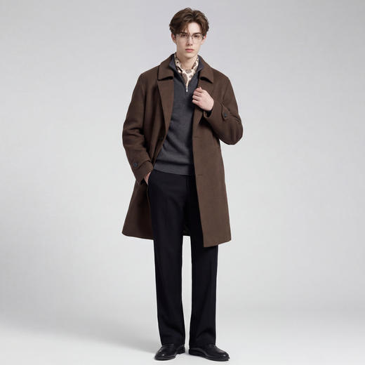 【鹅绒&含绵羊毛】圣得西2026年春季中长款羽绒大衣男款高档外套 商品图4