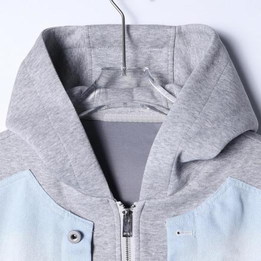 56017SDSA春夏新款痞帅男装韩版潮牌磨白拼接拉链连帽夹克外套百搭时尚 商品图2