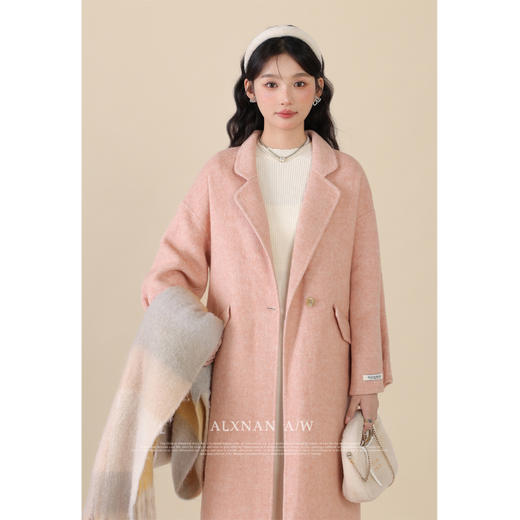 鹿向南《轻柔薄雾》保暖毛大衣2025款双面呢手工重工毛呢外套女 商品图3