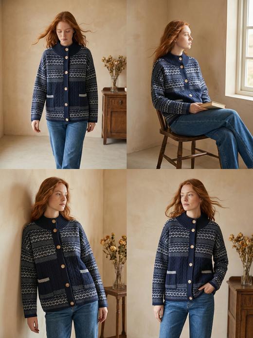 KINGDEER/KD 新款女式时尚休闲开衫羊绒衫L805848鹿王 商品图3