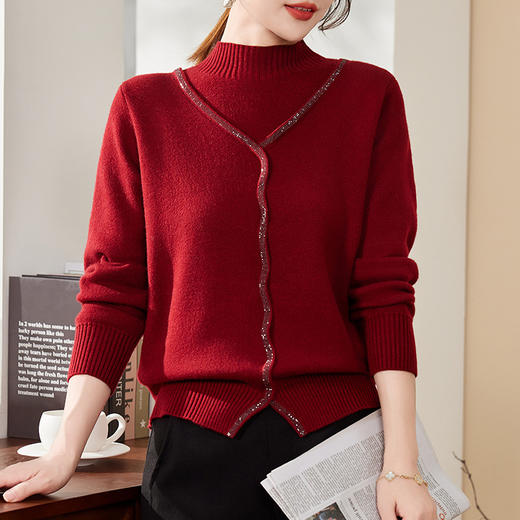 雀说妈妈本命年毛衣半高领打底衫女装内搭针织上衣ALW1896 商品图0