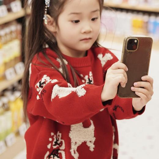 春节不打烊-新春拜年服-徐悲鸿联名新春拜年服-童装女童亲子毛衣冬儿童针织衫打底鸿图群奔毛衣NY496978年衣 商品图3