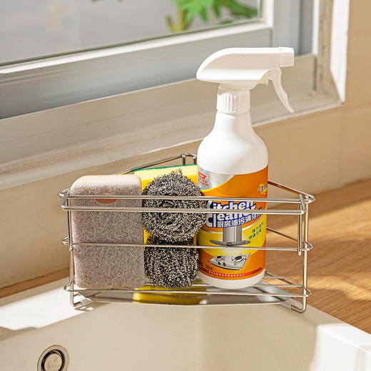 摩登主妇三角抹布沥水架厨房304不锈钢洗碗布拐角收纳水槽置物架 商品图1