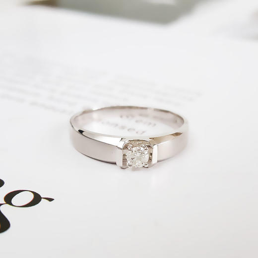 AU750白金经典简约四爪款0.163克拉钻石戒指21号（戒圈可改）170126TJ12 商品图4