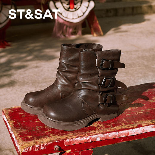 【童鞋】星期六加绒时髦废土风女童裤腿靴SSD4198L4V 商品图0
